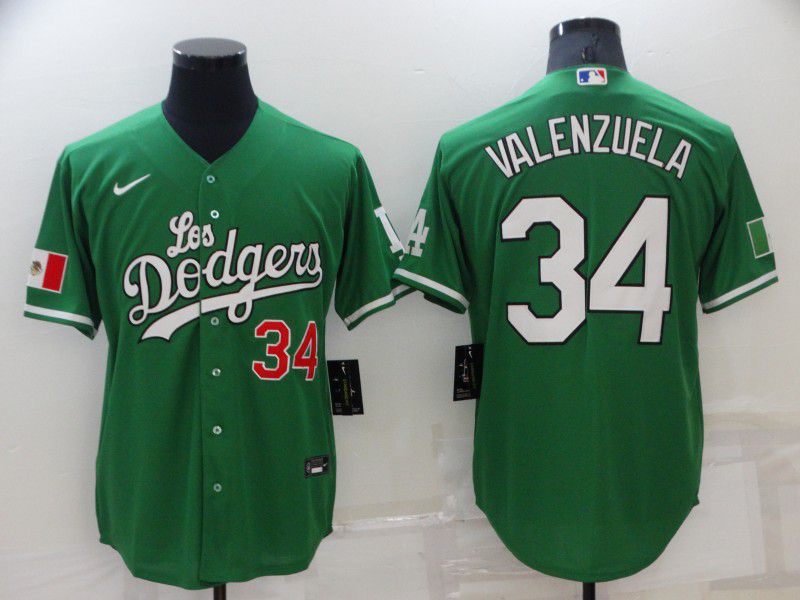Men Los Angeles Dodgers 34 Valenzuela Green Game Nike 2022 MLB Jersey